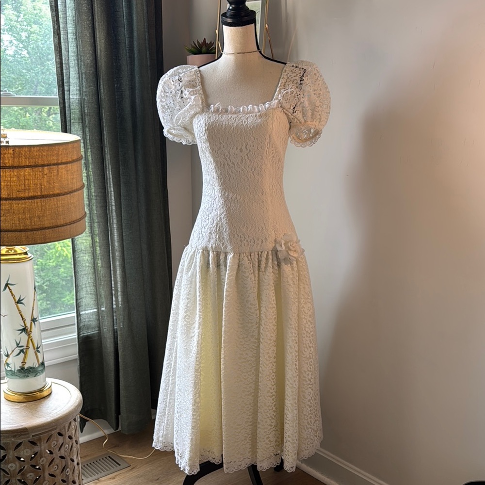 Cream Puff Sleeve Square Neck Wedding Sundress